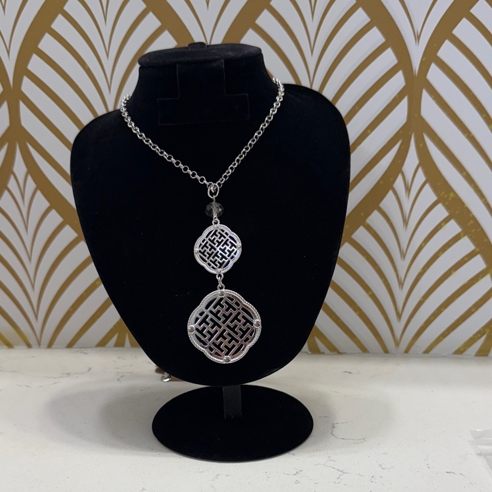 NWT Silver Double Pendant Necklace